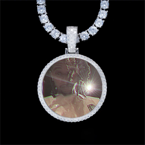 925S & VVS Moissanite 3D Circle Custom Picture Pendant