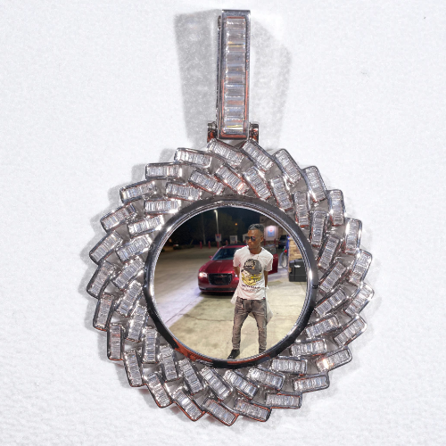 Large 3D Baguette Custom Picture Pendant