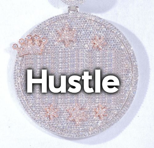 CUSTOM LETTER NECKLACE 3D BIG CROWN DISC