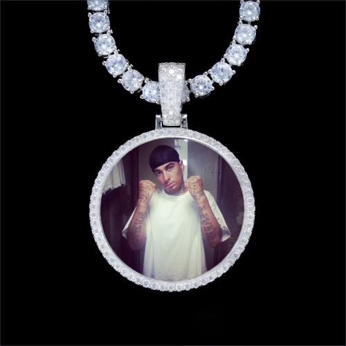 925S & VVS Moissanite 3D Circle Custom Picture Pendant