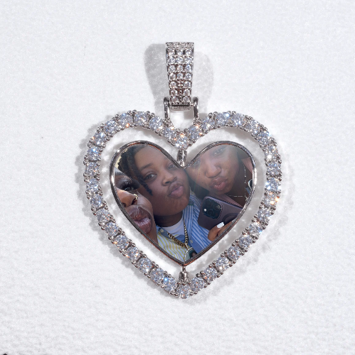 3D Spinning 2-Faced Heart Custom Picture Pendant