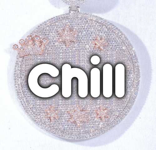 CUSTOM LETTER NECKLACE 3D BIG CROWN DISC