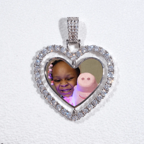 3D Spinning 2-Faced Heart Custom Picture Pendant