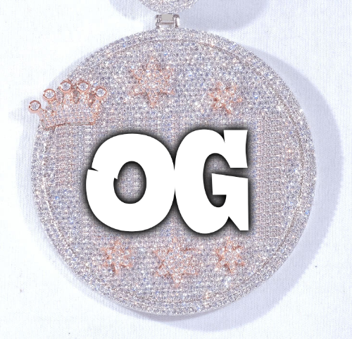 CUSTOM LETTER NECKLACE 3D BIG CROWN DISC