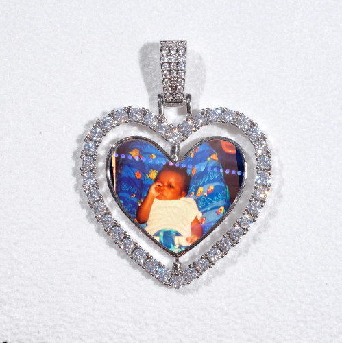 3D Spinning 2-Faced Heart Custom Picture Pendant