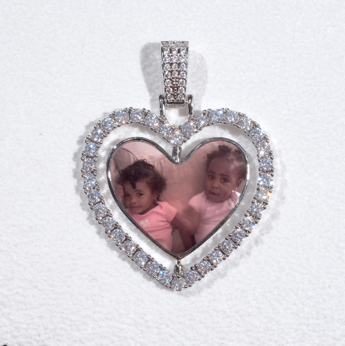 3D Spinning 2-Faced Heart Custom Picture Pendant