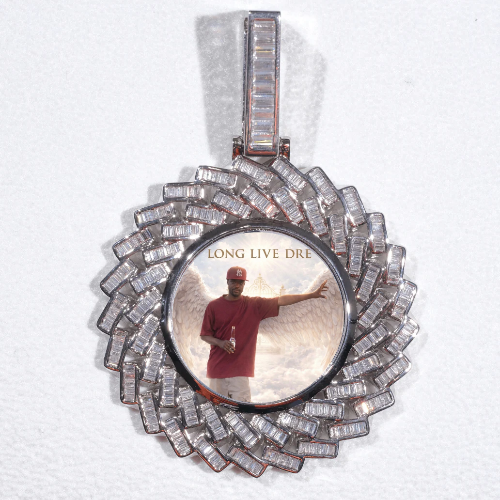 Large 3D Baguette Custom Picture Pendant