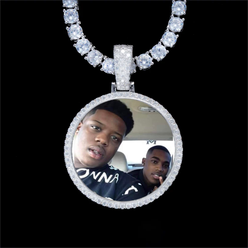 925S & VVS Moissanite 3D Circle Custom Picture Pendant