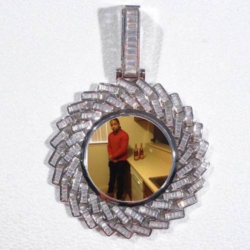 Large 3D Baguette Custom Picture Pendant