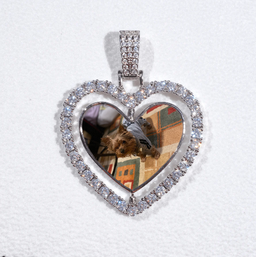 3D Spinning 2-Faced Heart Custom Picture Pendant