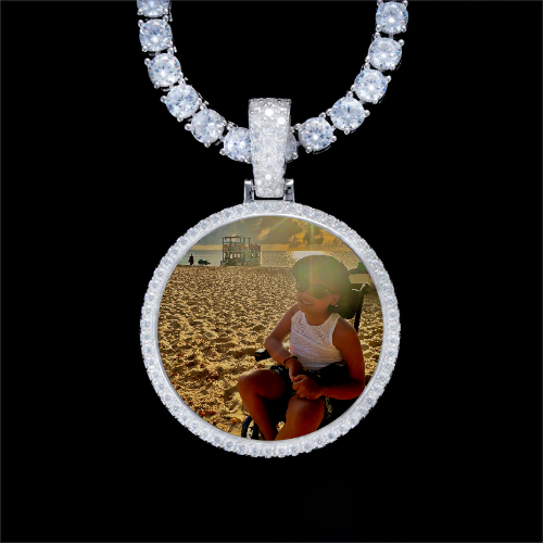 925S & VVS Moissanite 3D Circle Custom Picture Pendant