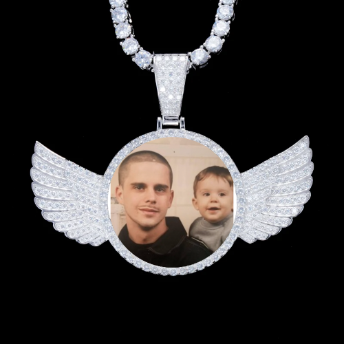 925S & VVS Moissanite 3D Wing Custom Picture Pendant