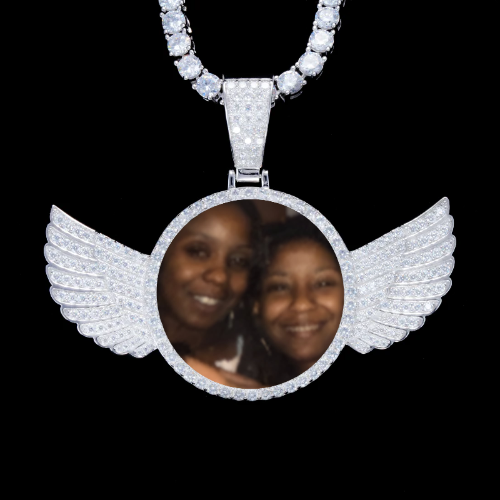 925S & VVS Moissanite 3D Wing Custom Picture Pendant