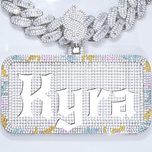 CUSTOM LETTER NECKLACE 3D COLORFUL SQUARE