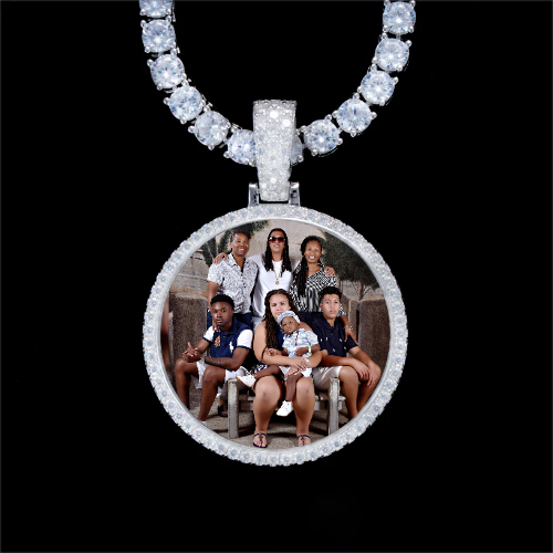 925S & VVS Moissanite 3D Circle Custom Picture Pendant