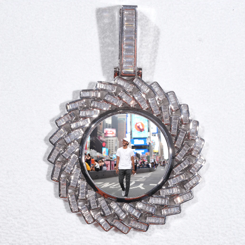 Large 3D Baguette Custom Picture Pendant