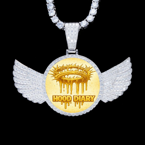 925S & VVS Moissanite 3D Wing Custom Picture Pendant