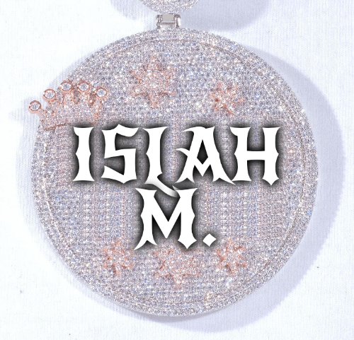 CUSTOM LETTER NECKLACE 3D BIG CROWN DISC