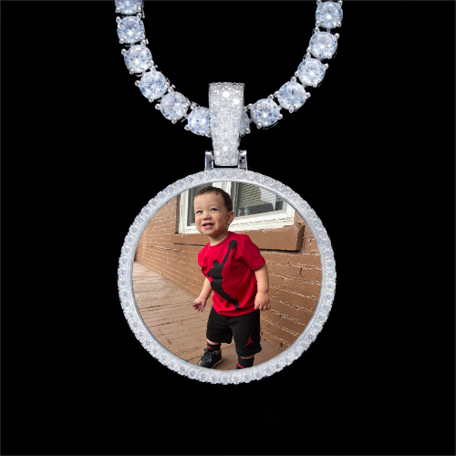 925S & VVS Moissanite 3D Circle Custom Picture Pendant