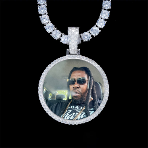 925S & VVS Moissanite 3D Circle Custom Picture Pendant