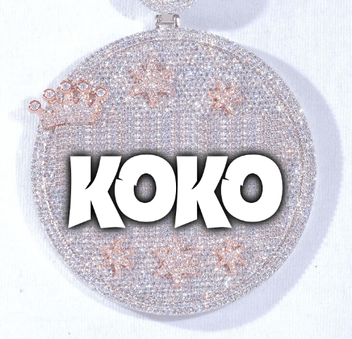 CUSTOM LETTER NECKLACE 3D BIG CROWN DISC