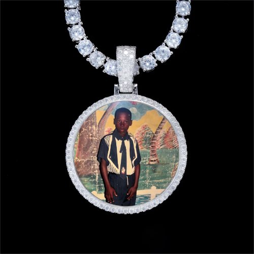 925S & VVS Moissanite 3D Circle Custom Picture Pendant