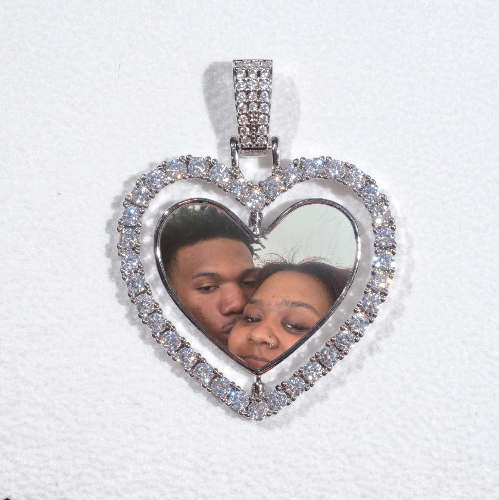 3D Spinning 2-Faced Heart Custom Picture Pendant