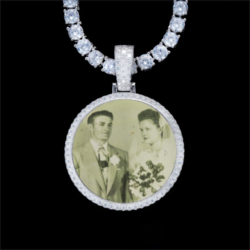 925S & VVS Moissanite 3D Circle Custom Picture Pendant