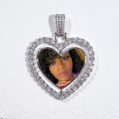 3D Spinning 2-Faced Heart Custom Picture Pendant