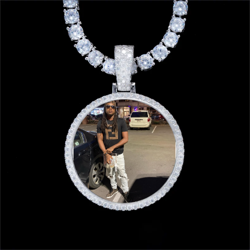 925S & VVS Moissanite 3D Circle Custom Picture Pendant