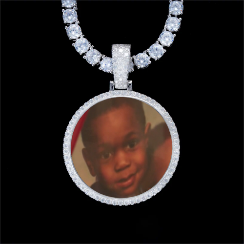 925S & VVS Moissanite 3D Circle Custom Picture Pendant