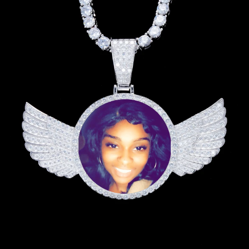 925S & VVS Moissanite 3D Wing Custom Picture Pendant