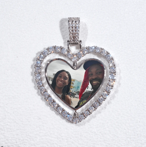 3D Spinning 2-Faced Heart Custom Picture Pendant