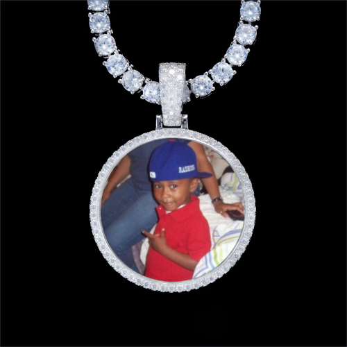 925S & VVS Moissanite 3D Circle Custom Picture Pendant