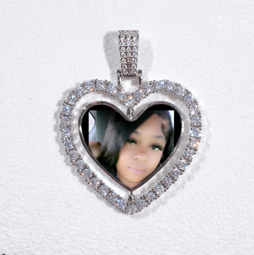 3D Spinning 2-Faced Heart Custom Picture Pendant