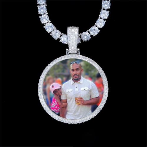 925S & VVS Moissanite 3D Circle Custom Picture Pendant