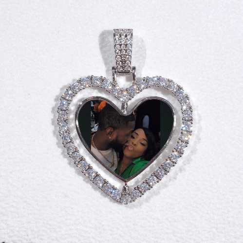 3D Spinning 2-Faced Heart Custom Picture Pendant