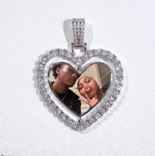 3D Spinning 2-Faced Heart Custom Picture Pendant
