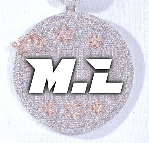 CUSTOM LETTER NECKLACE 3D BIG CROWN DISC