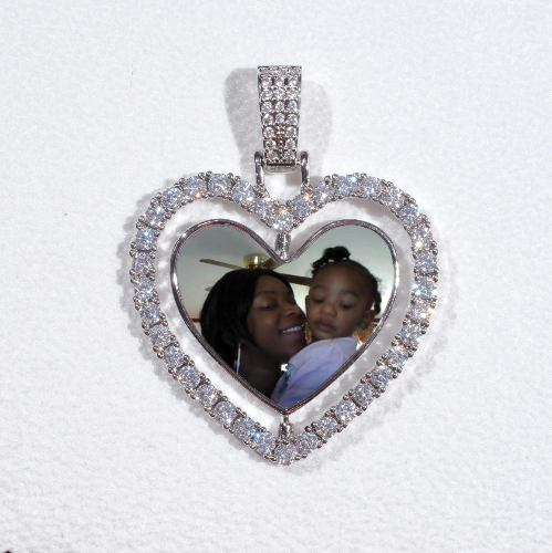 3D Spinning 2-Faced Heart Custom Picture Pendant