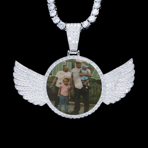 925S & VVS Moissanite 3D Wing Custom Picture Pendant