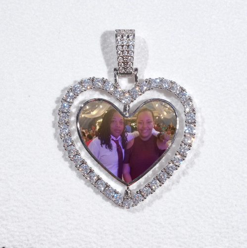 3D Spinning 2-Faced Heart Custom Picture Pendant