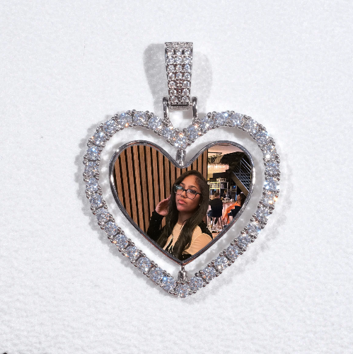 3D Spinning 2-Faced Heart Custom Picture Pendant