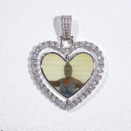 3D Spinning 2-Faced Heart Custom Picture Pendant