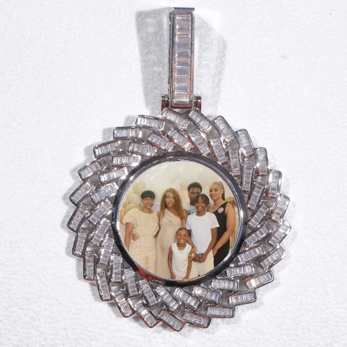 Large 3D Baguette Custom Picture Pendant