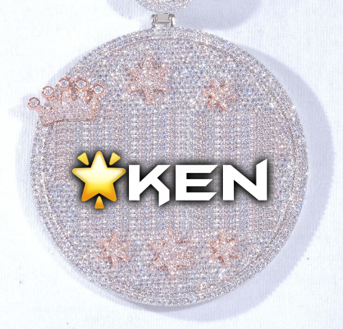 CUSTOM LETTER NECKLACE 3D BIG CROWN DISC
