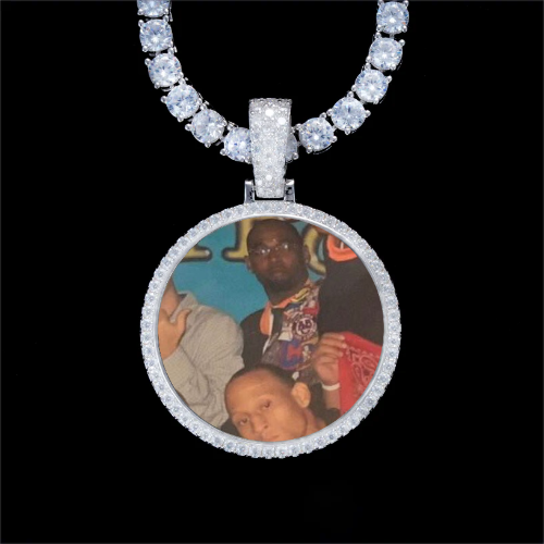 925S & VVS Moissanite 3D Circle Custom Picture Pendant