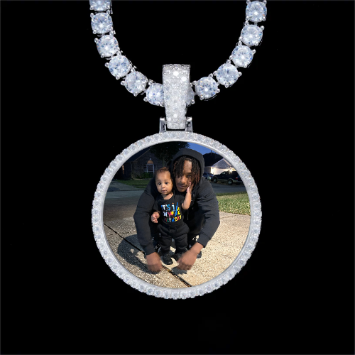 925S & VVS Moissanite 3D Circle Custom Picture Pendant