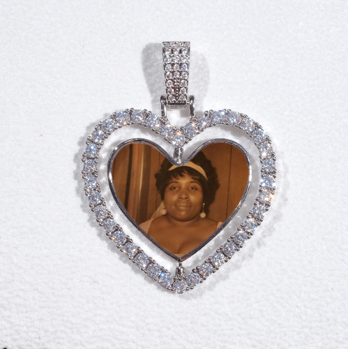 3D Spinning 2-Faced Heart Custom Picture Pendant