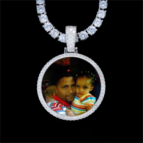 925S & VVS Moissanite 3D Circle Custom Picture Pendant